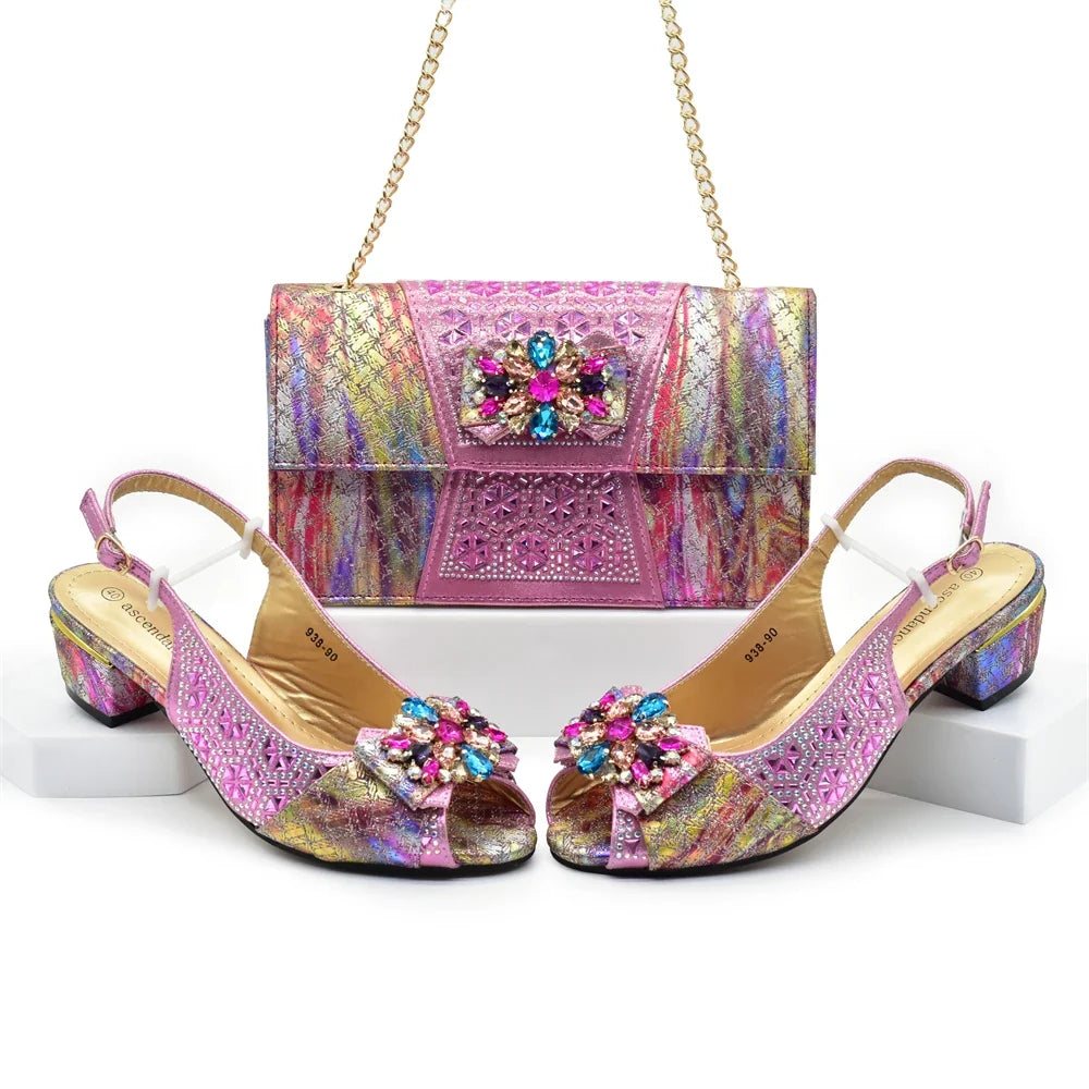 Doershow nice African Shoes And Bag Matching Set With BLUE Hot Selling Women Italian Shoes And Bag Set For Wedding HFG1-1