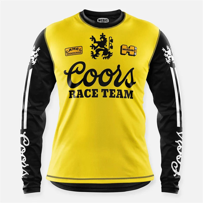 Retro Camel WEBIG Motorcycle Jersey Team Bicycle Downhill MTB Yellow Clothes Ciclismo Cycling Long Sleeve Motocross Bmx T-Shirt
