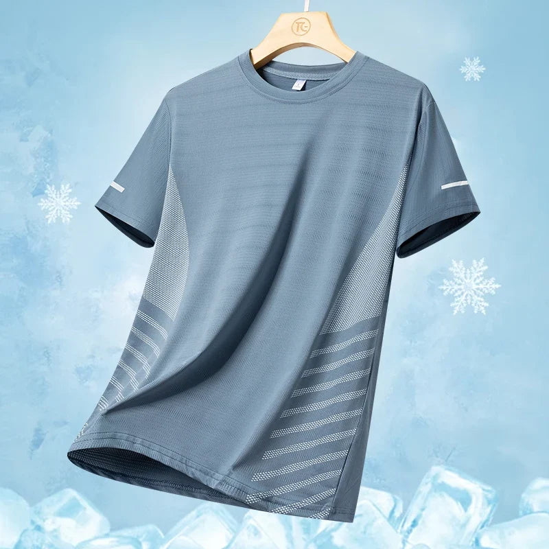 Men Cooling Quick Dry Running T-Shirt Breathable Athletic Top