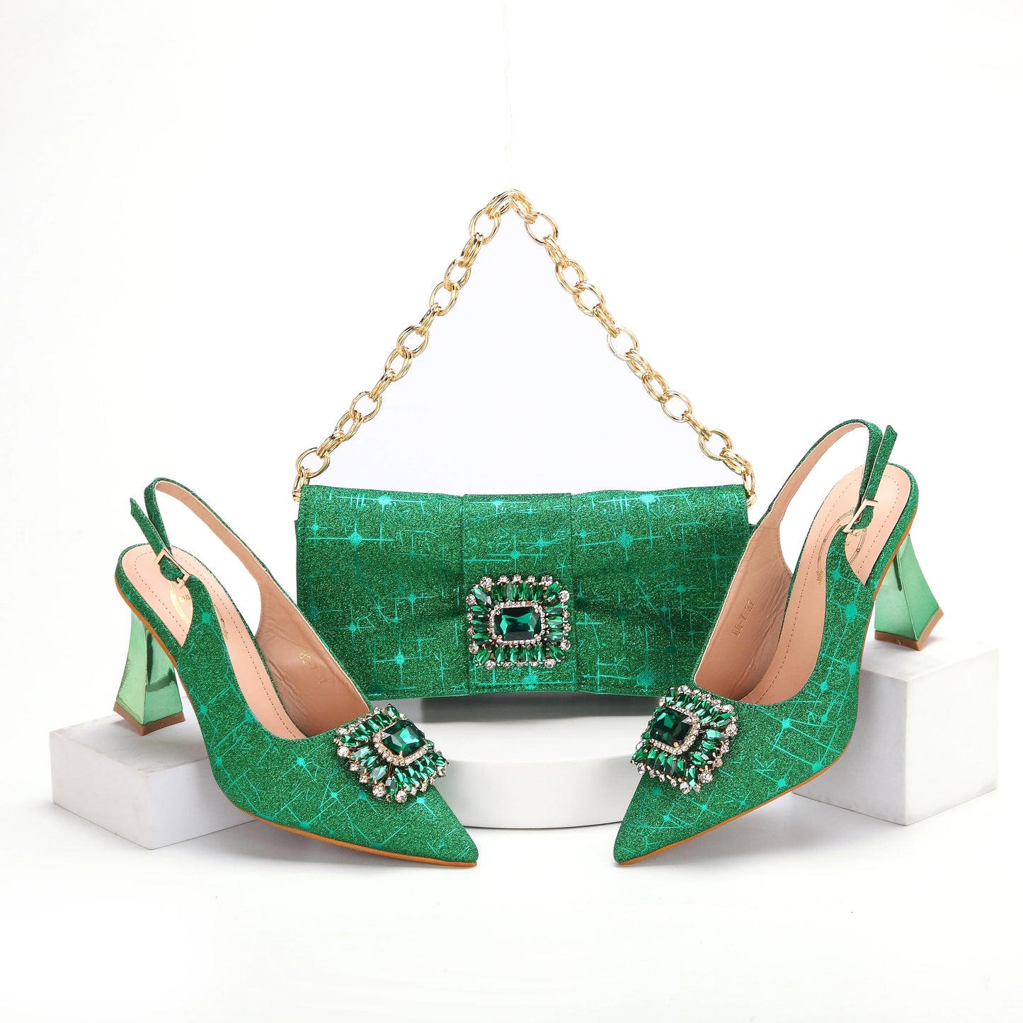 Últimos zapatos de mujer italianos con conjunto de bolso a juego HMA1-14