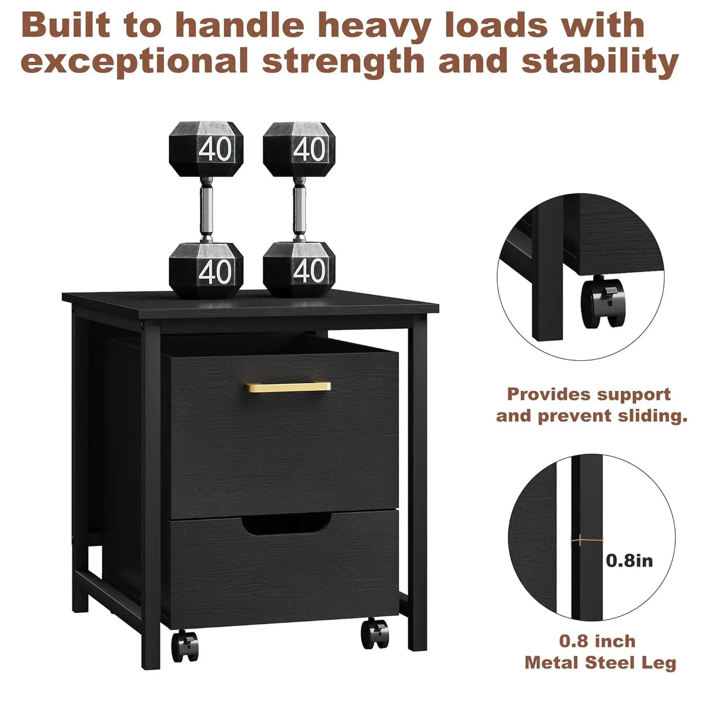Mini Fridge Stand Freestanding Cabinet With Lockable Wheels