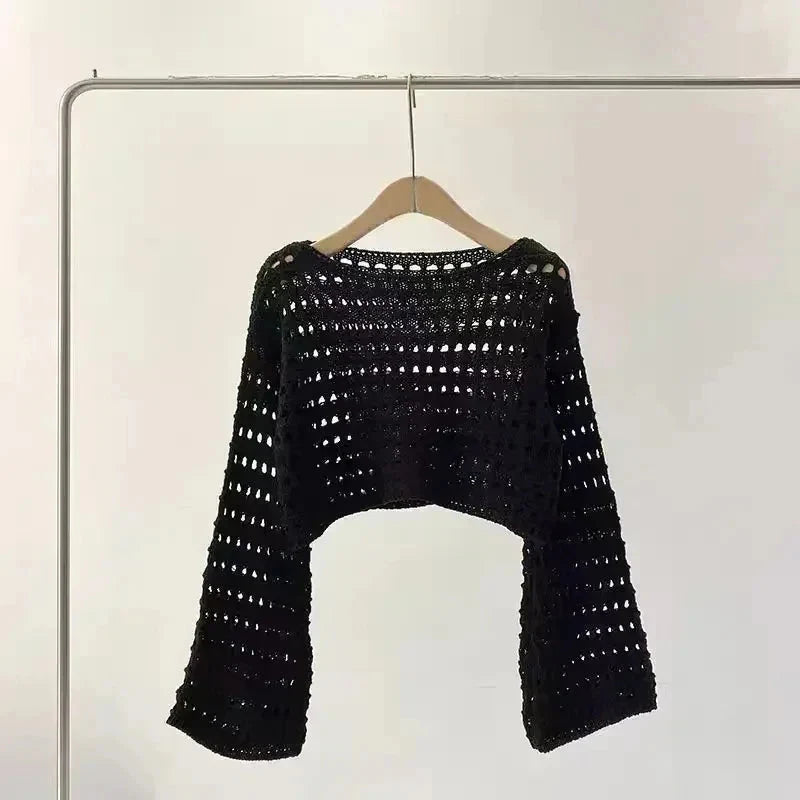 Pareo de playa de punto de ganchillo para mujer