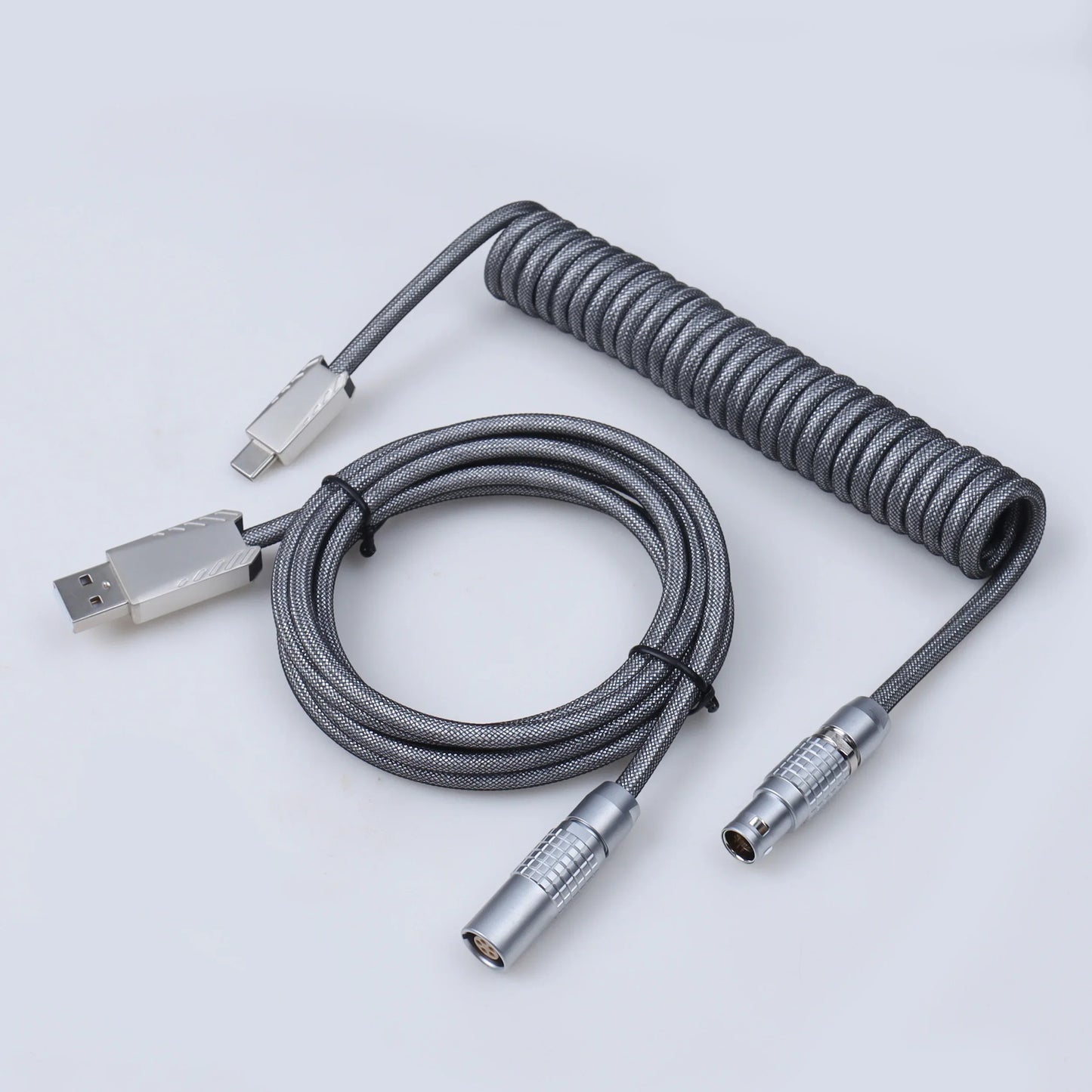 LANO Usb Keyboard Cable FGG Coiled Keyboard Usb Type C Cable Metal Aviator Connector Gaming 00B Usb Keyboard Cable