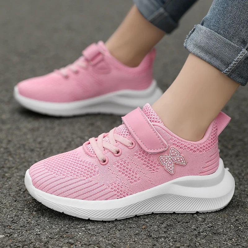 Children's sports shoes, girls' breathable leisure shoes, outdoor sports shoes, mesh surface anti slip fashionable running shoes