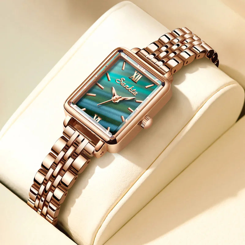 Women's Rectangular Pearl-Effect Dial Watch