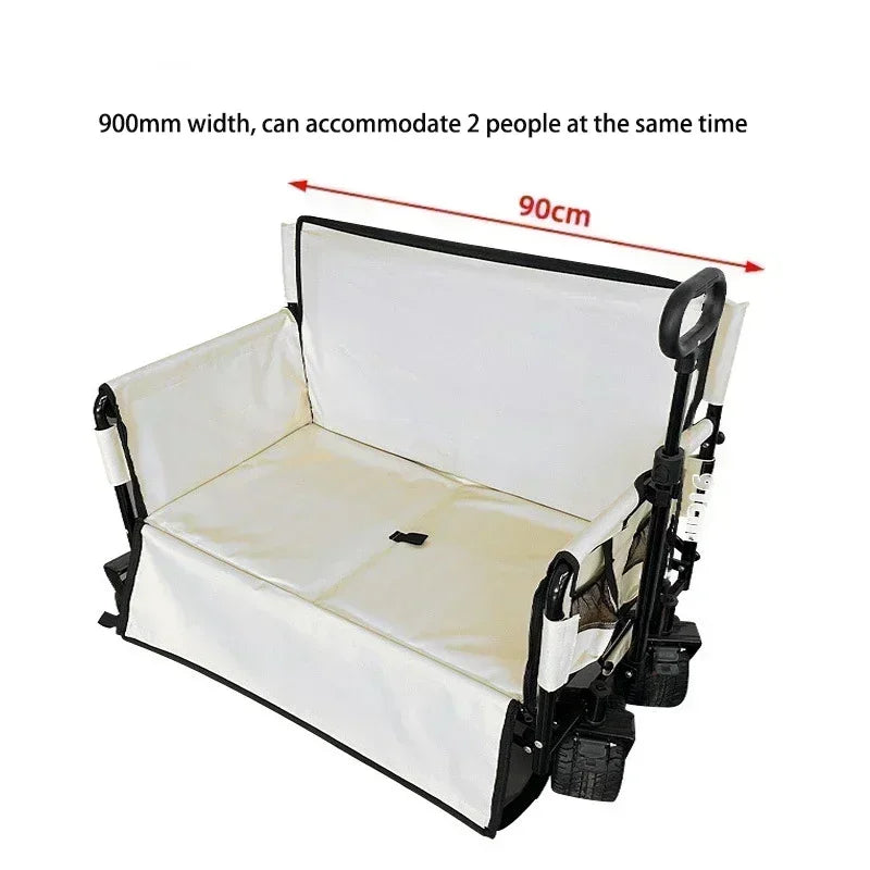 Large Capacity Outdoor Folding Cart Camping Stroller Rear-open Camper Wagon Portable Utility Cart For Shopping Picnic Fishing
