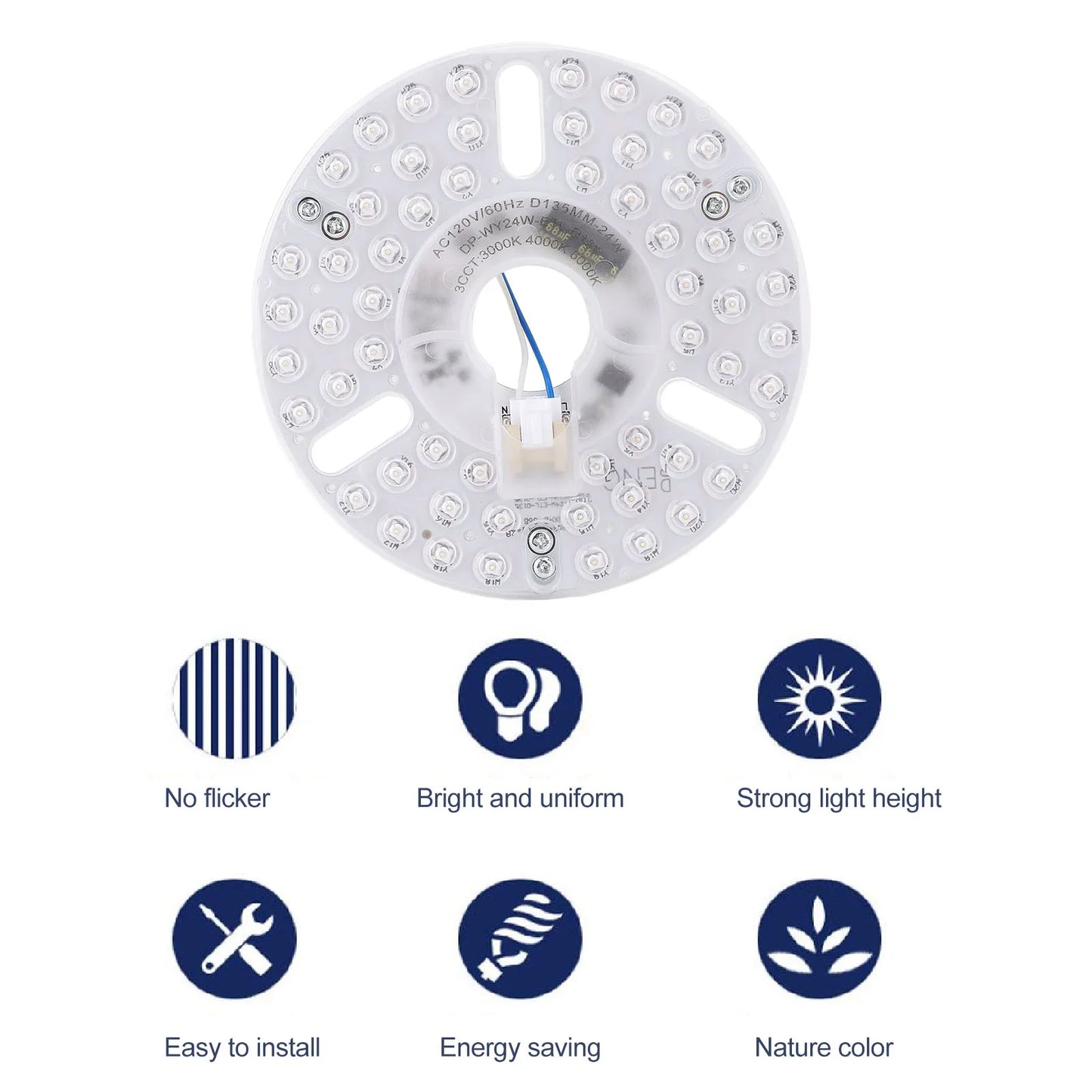 5.3 Inch Ceiling Fan LED Light Replacement 24W 3CCT Dimmable Magnetic LED Fan Light Board Panel Retrofit Light with Memory