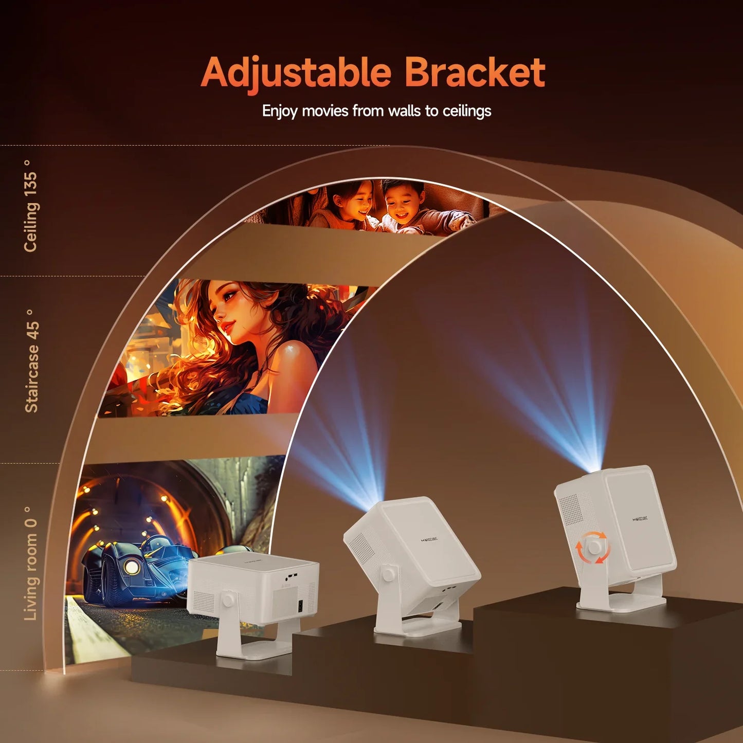 Magcubic HY450MAX Portable Projector 1080P Wifi6 8K Native Android 14 1100 ANSI Movie Auto Focus Projector Home Projector Outdoor