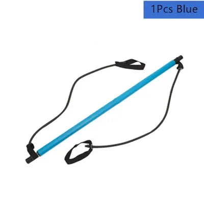 Barra portátil de Yoga Pilates con banda de resistencia para gimnasio en casa, barra tonificadora de músculos, fitness, estiramientos, ejercicio y entrenamiento corporal