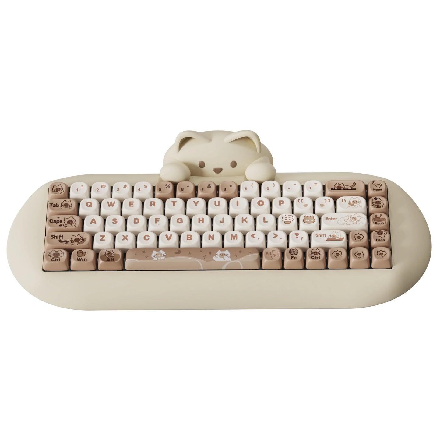 YUNZII C68 Wireless Gaming Keyboard, Hi-Fi Cute Cat Custom RGB Mechanical Keyboard, Silicone 65% Hot Swap Ergonomic Kitty Keeb