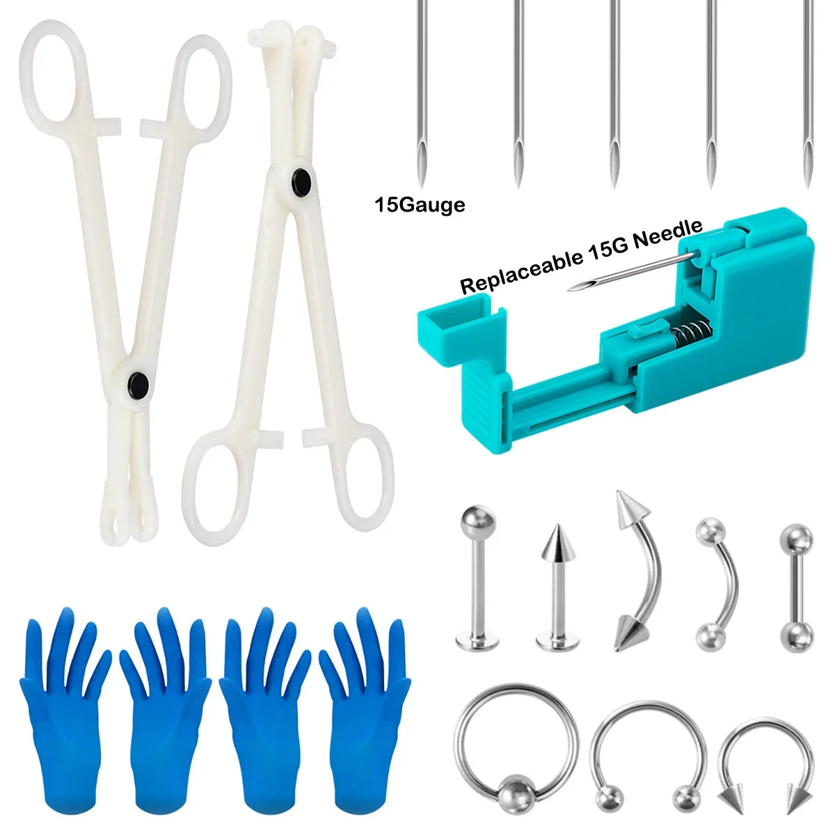 Body Piercing Tool Kit Easy to Use Body Piercing Gun Lip Nose Tongue