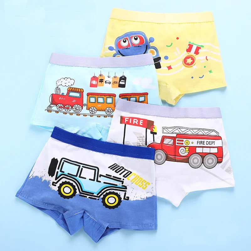 Children's Underwear Boy Panties Underpants Engineering Vehicle Cars Fire Engine Comfortable Shorts Briefs Boxers For Kids
