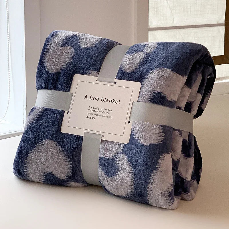 Thick Thow Blanket Geometic Style Reactive Printed Flannel Fleece Blanket for Beds Single/Queen/King Plush Plaids Sofa Plaid Bed