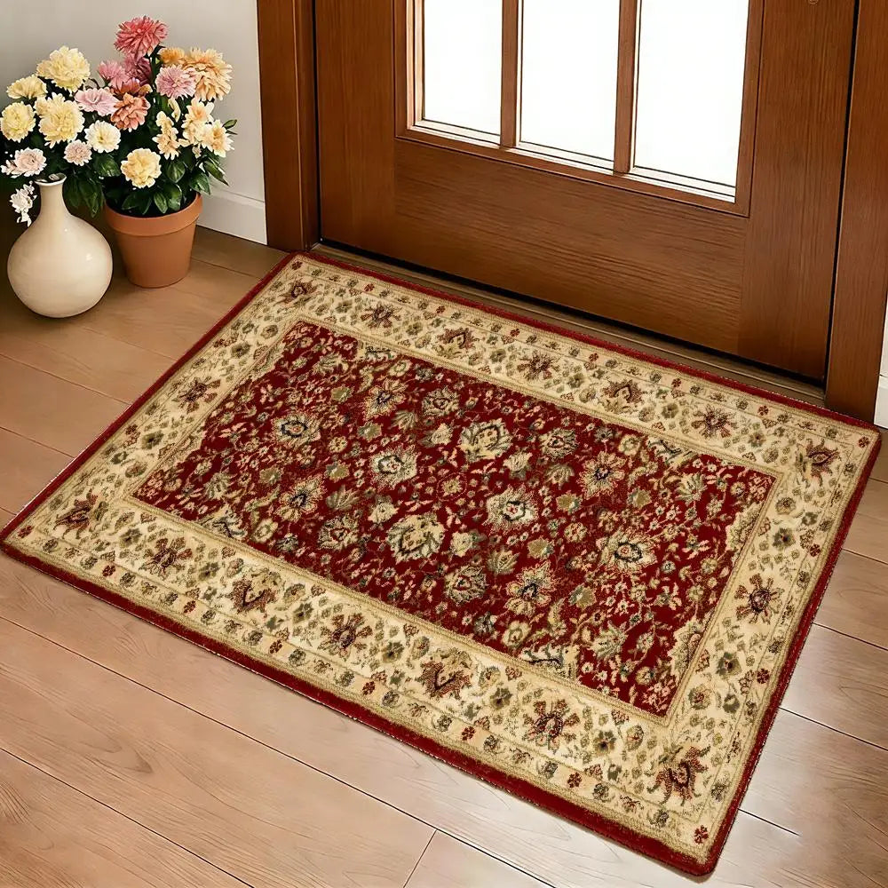 Mysterious Red Persian Carpet Floor Mat Cozy Flannel Soft Thick Non-Slip Mat For Living Room Bedroom Kitchen Decor Rugs