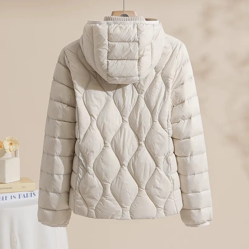 New Plus Size Lightweight Women Down Jacket Hooded White Duck Down Warm Thin Coat Korean Style Puffer Jacket Woman JK-092