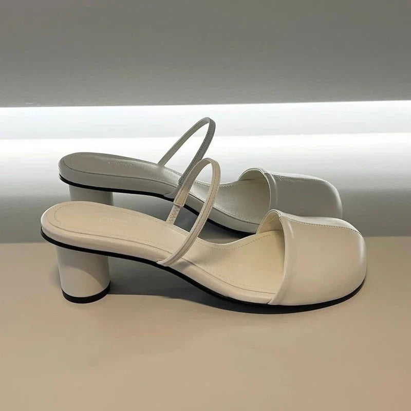 Summer Cover Toe Women Mules Slippers Elegant Slip On Singbacks Slides Ladies Outdoor Street Style Sandalias