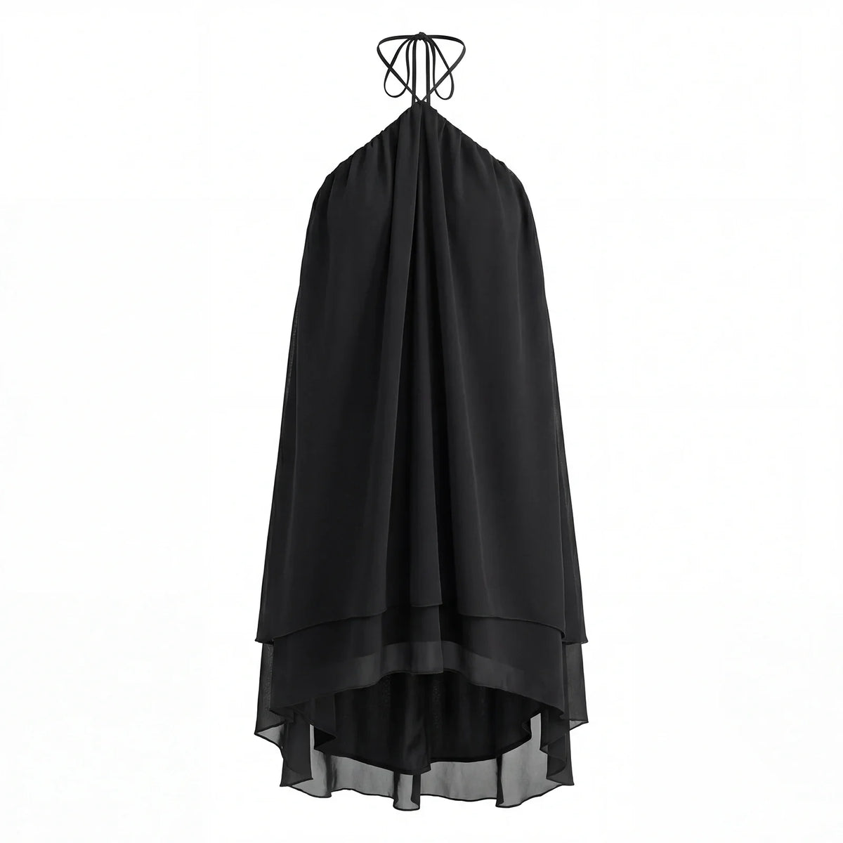 Women Summer Fashion Mini Dress Halter Neck Sleeveless Dot Print Backless High Low Hem Flowy Dresses