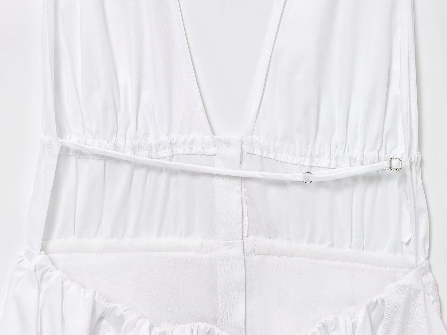 Bowknot White Backless Beach Summer Women's Dress Deep V Neck Cotton Short Vestidos Sexy Sleeveless Halter New in Dress 2025