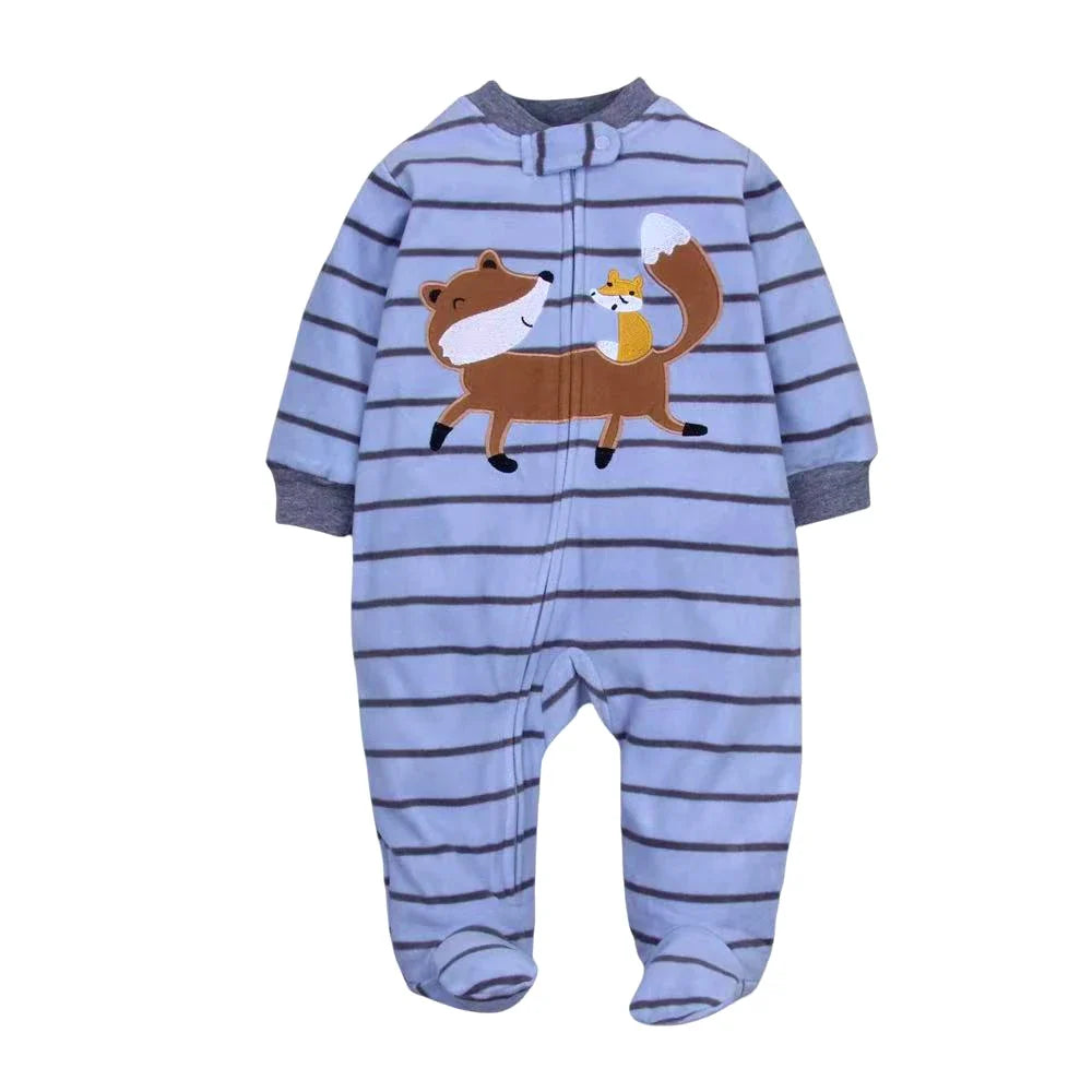 Newborn Baby Romper Spring Autumn Fleece Zipper Boy Girl Pajamas Outfit Animal Jumpsuit Infants Clothing 0 -12 Months