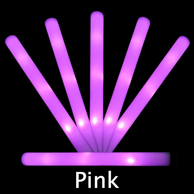 1-100Pcs LED Glow Sticks Bulk Colorful RGB Glow Foam Stick Cheer Tube Dark Light for Xmas Birthday Wedding Party Supplies