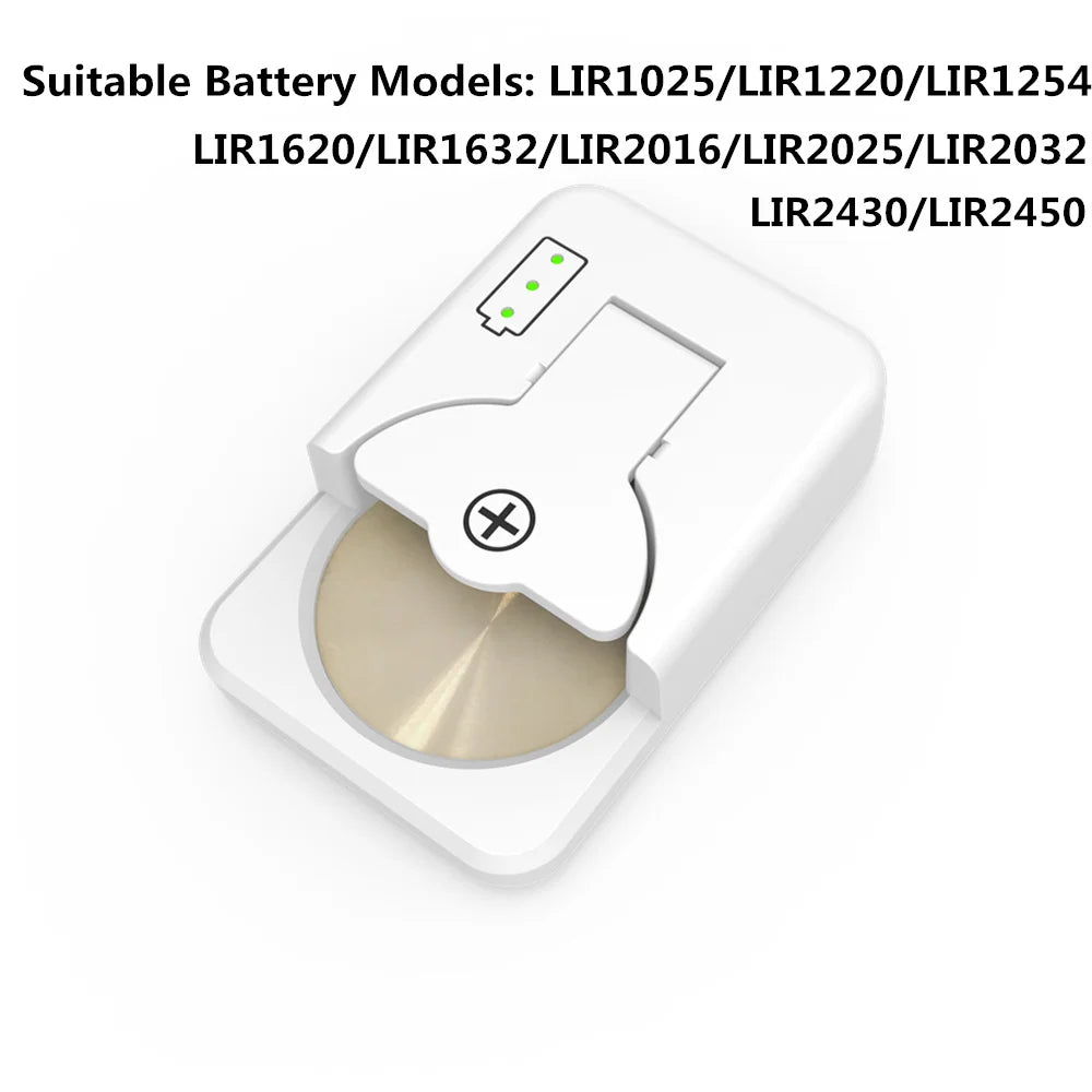 Elough Button Battery Charger For LIR1025/1220/1254/1620/1632/2016/2025/2032/2430/2450 Coin Lithium Batteries Type C Charger