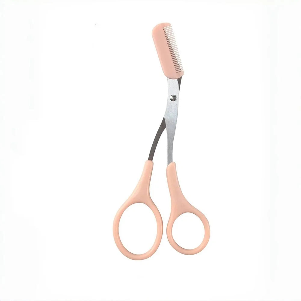 Stainless Steel Eyebrow Trimming cissors with built-in Comb Pink/White/Black SPrecise Grooming Tool Creating Perfect Eyebrows