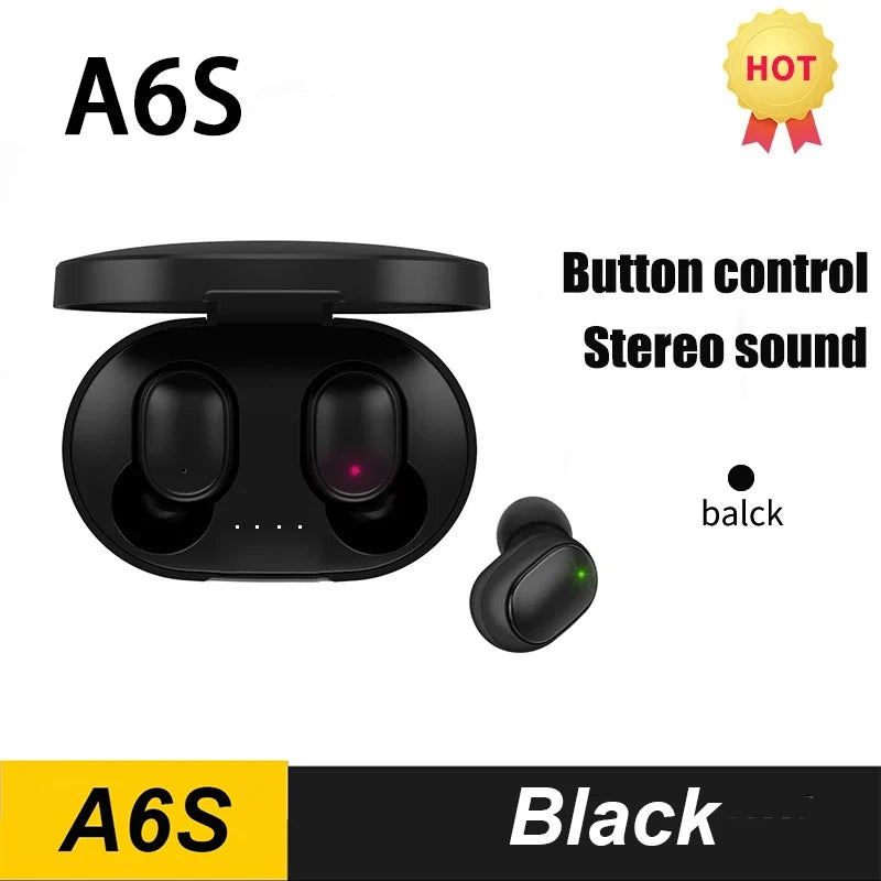 Original A6S TWS Bluetooth Headphone Wireless Earphone Stereo Headset Sport Earbuds With Microphone Charging box For Smartphone
