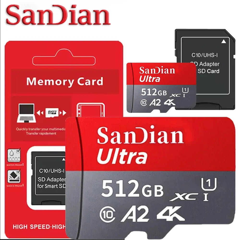 512GB 256GB 128GB 64GB 32GB SD Card Memory Card Micro TF SD High Speed U3 V30 A2 Mirrorless Camera 8K Video Recording