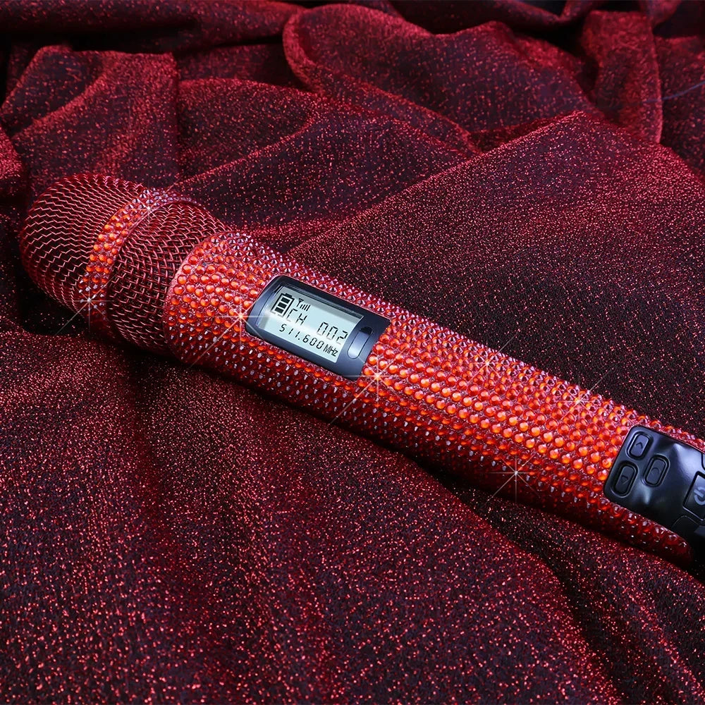 Wireless Karaoke Mic SKM9000 Custom Diamond-Encrusted Microphone For Live Streams Karaoke Shining Stage Essential