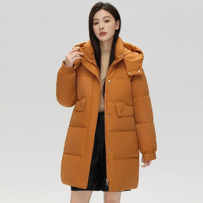 2025 New Women Warm Thicken Down Cotton Jacket Winter Women Long Cotton Coat Hooded Puffer Jacket Women Loose Plus Size Parkas