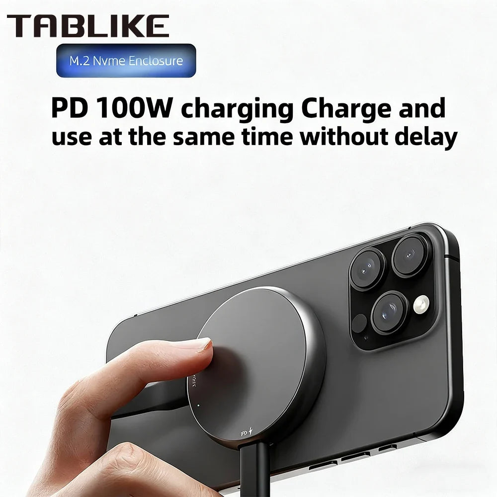 New Magnetic Type-C M.2 Mobile SSD Enclosure for Phone Tablet with 100W PD Fast Charging - Stylish, Unique & Portable