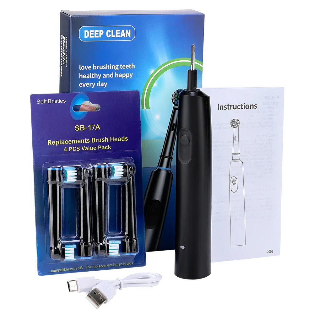 AFDEAL Rotating Electric Toothbrush With 4 Heads And 5 Modes
