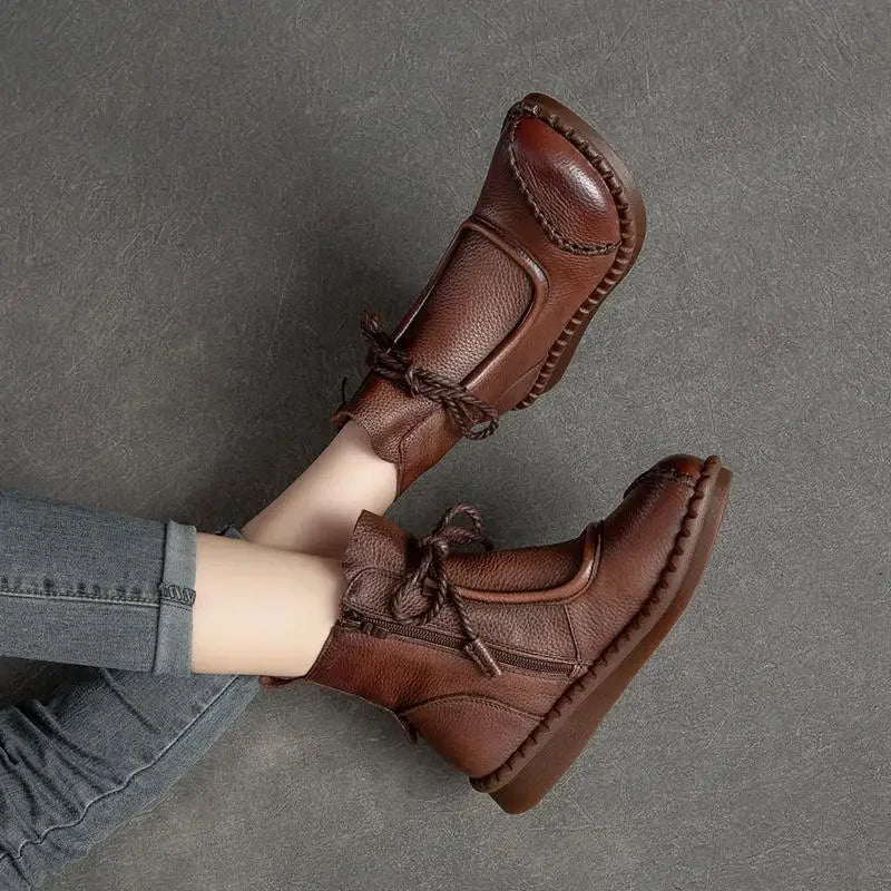 Shoes for Women Cross-tied Ladies Boot Daily Boots Hot Sale Cotton Shoes Round Toe Comfortable Flat Shoes Women Ankle Boots