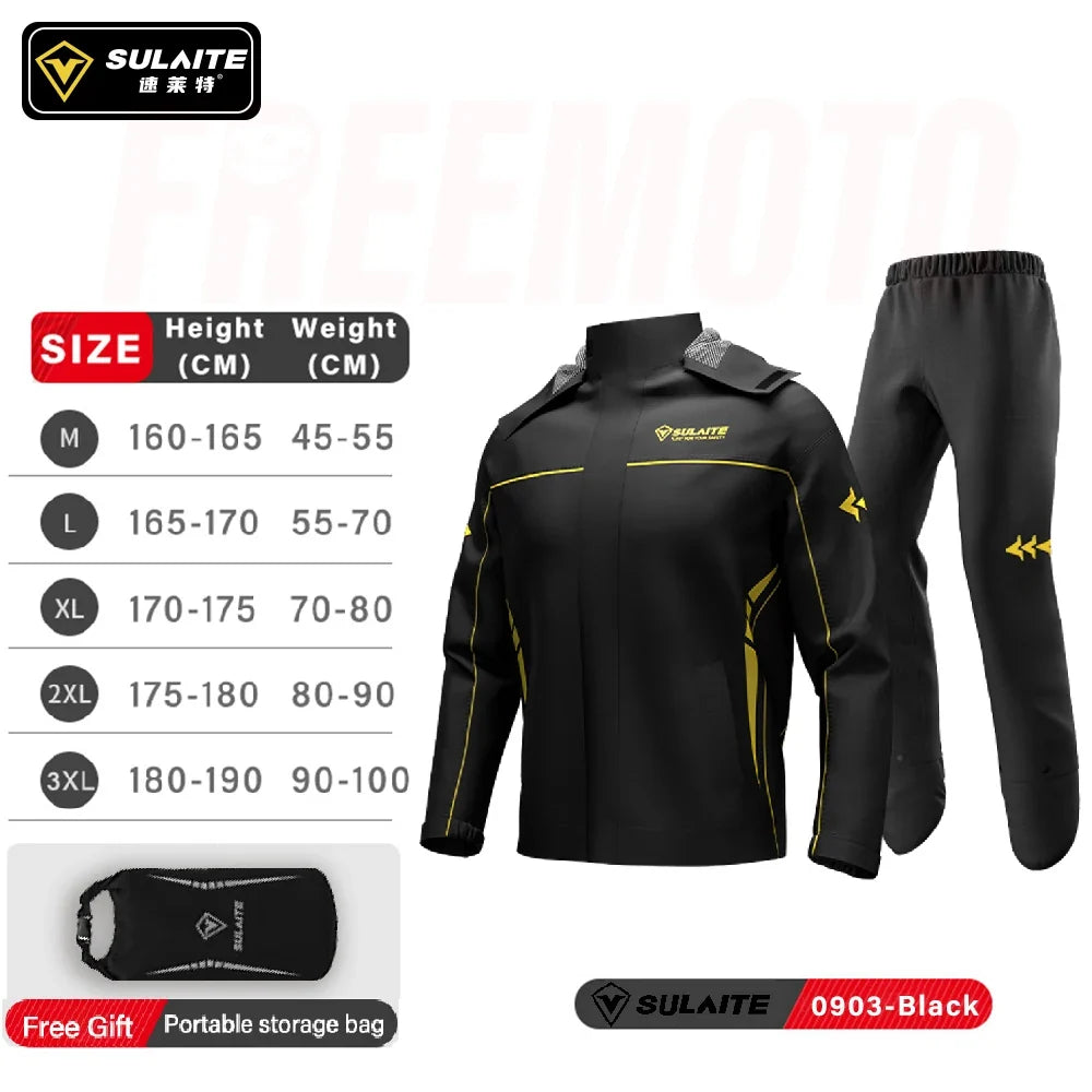 SULAITE Rain Suit Motorcycle Rain Gear Suit for Men & Women Jackets & Pants Reflective Waterproof Breathable Rainsuit