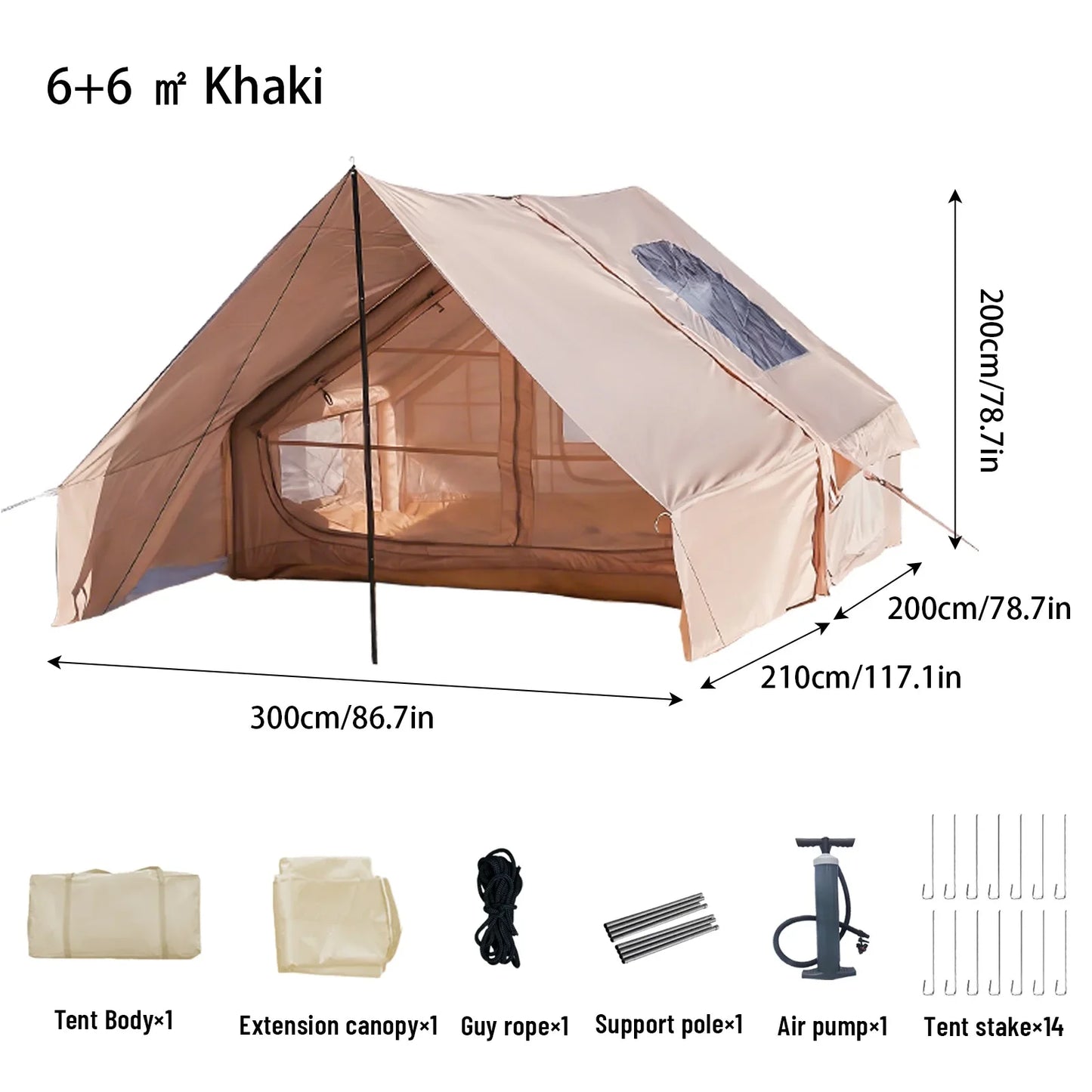 PAKICETUS Inflatable camping tent 4-8 people with windows portable water-resistant camping tent Four season tents