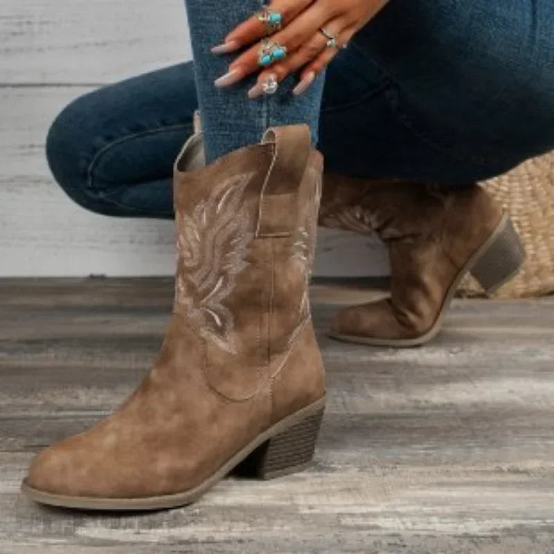 Elevated Comfort: Suede Western Ankle Boots