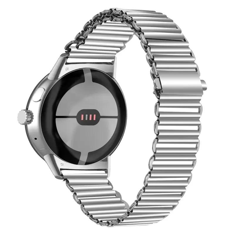 Google Pixel Watch 5, 4 & 3 41mm Ribbed Stainless Steel Link Band
