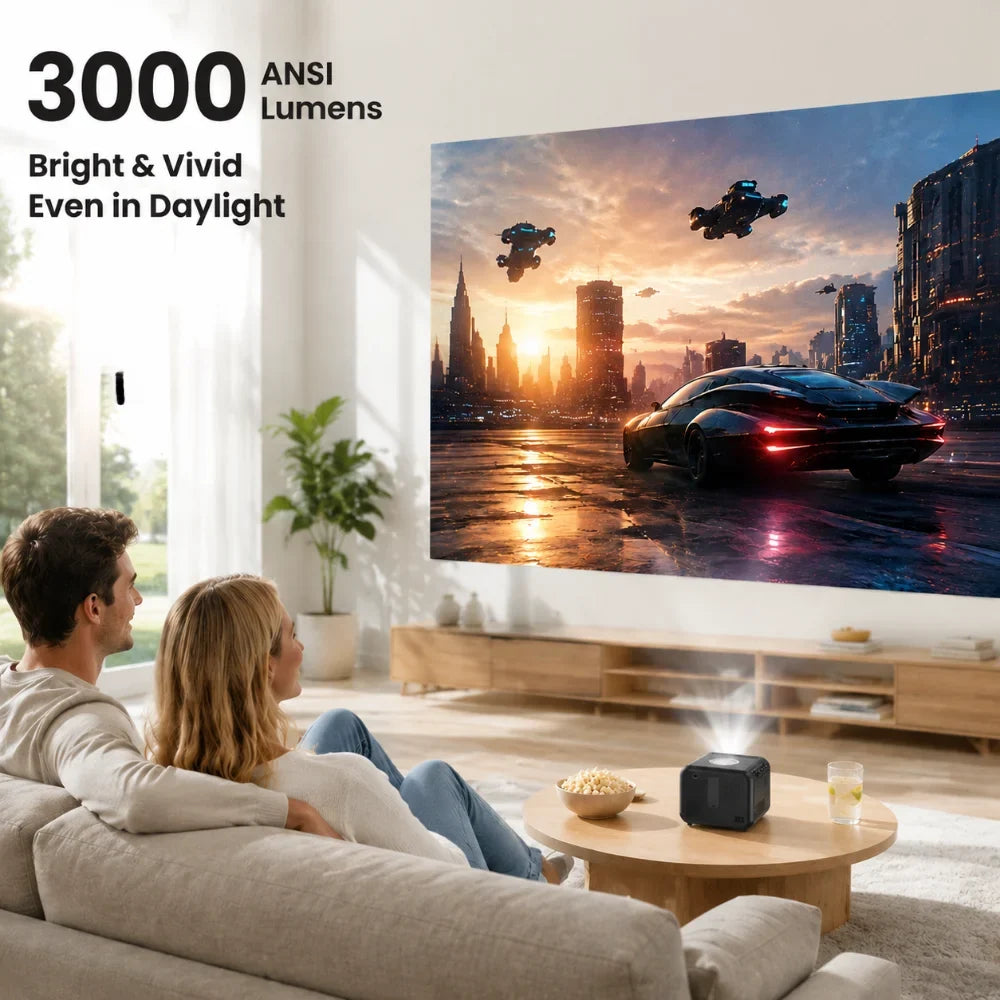 CAIWEI A6W 4K Projector Full HD 1080P Home Theater Auto Focus Android for Movies Video Smart Beamer Portable Projector 3000 ANSI