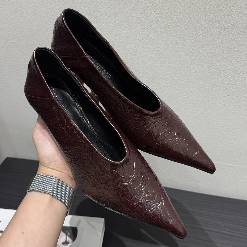 Fashion Pointed Toe Thin Heel Women Office Pumps Shallow Slip On Party Dress Shoes 2026 New Spring Autumn Commuter Footwear