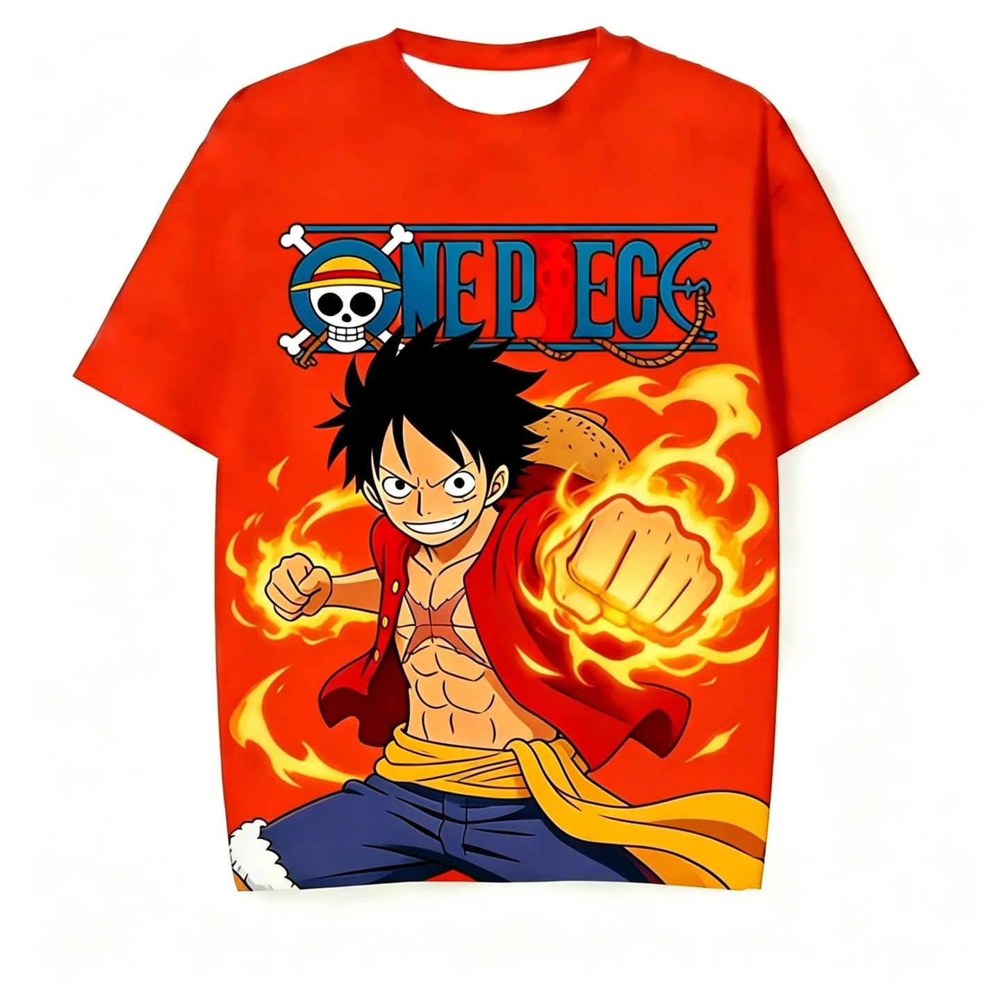 Anime One Piece Luffy Printed Short Sleeve T Shirt And Shorts Set Unisex Kids And Adults Casual Relaxed Indoor Loungewear Suit