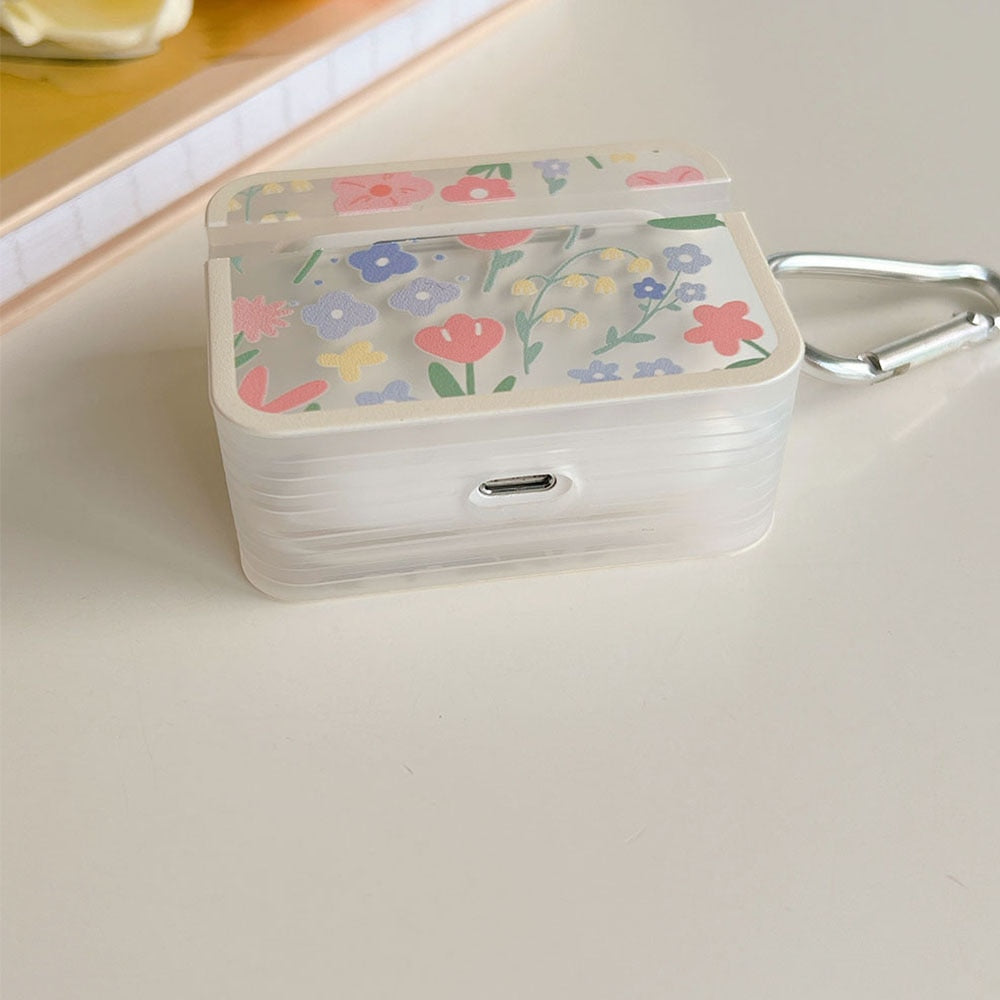 Estuche para AirPods con flores en colores pastel