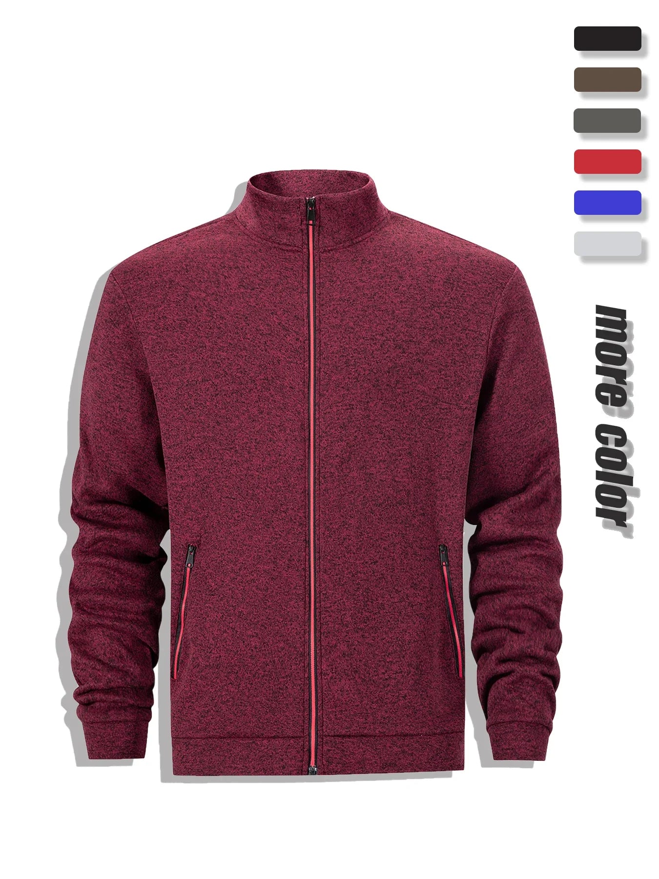 Men's Casual Sweatshirt Jackets Full Zip Up Cardigan Stand Collar Jacket Autumn Winter Male Outdoor Windproof Warm Coat