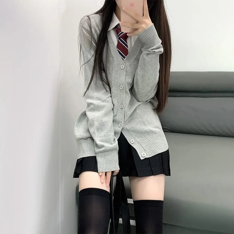 Mikasa pink cardigan sweater with the same style, Anime character COS knitted sweater, original JK uniform sweater jacket