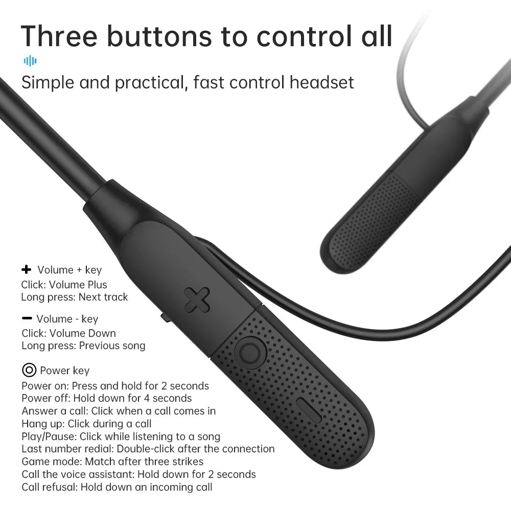 Y9 Wireless Neckband Earbuds, 6.0 Bluetooth Headphones with Built-in Microphone, 9D Bluetooth Headset Magnetic Earphones