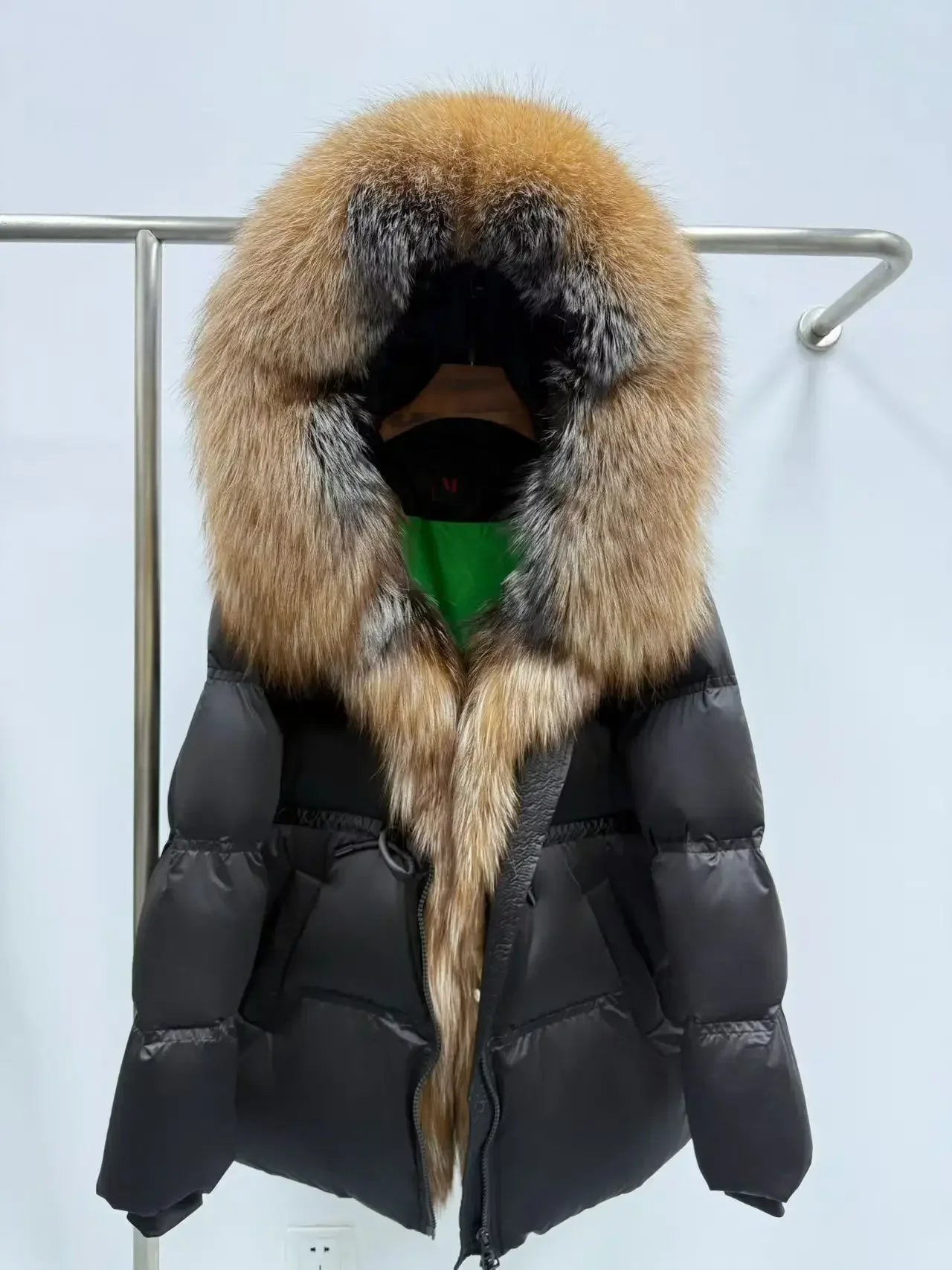Fox Fur Jacket Women Loose Hooded White Goose Down Coat Female New Autumn Winter Thick Warm Natural Real Fur Puffer Jacket Lady