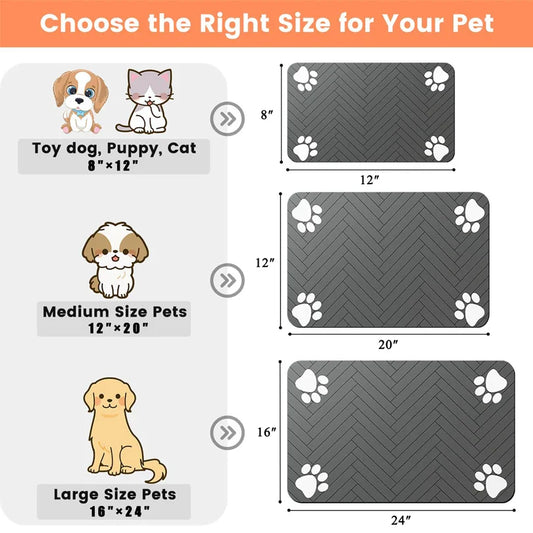 Alfombrilla absorbente para comederos de mascotas con base impermeable para perros y gatos