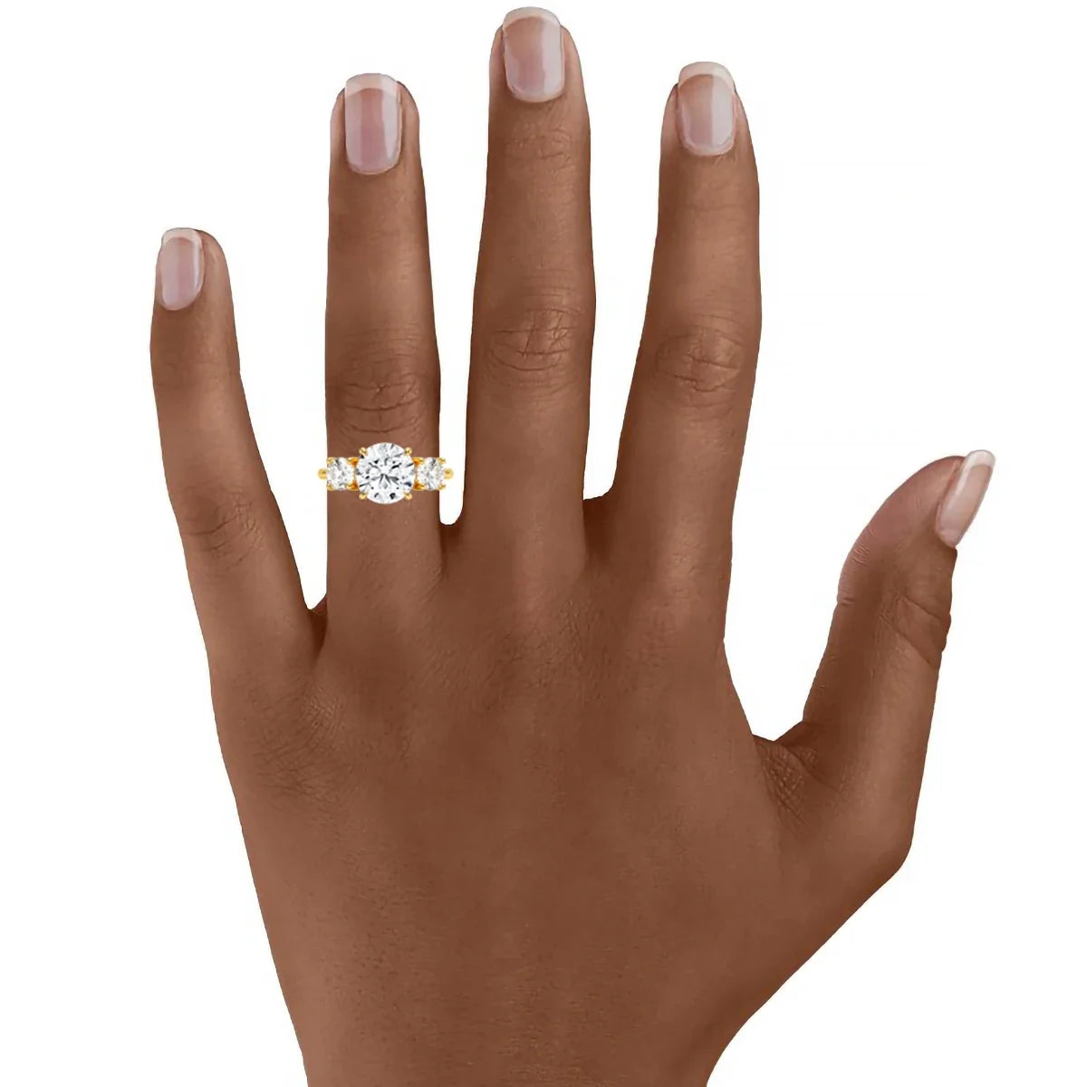 3 Stone D Color Moissanite Diamond Ring 14K Gold Engagement Wedding
