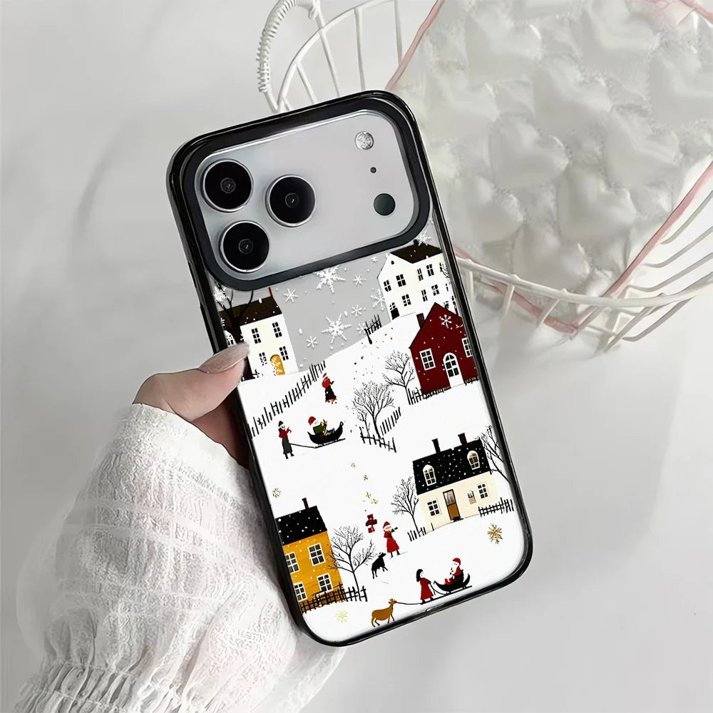 Snow View House Landscape Phone Case For iPhone 17 Air 16 15 14 13 12 11 Pro Max 17 Pro Shockproof Hard Cover Fundas