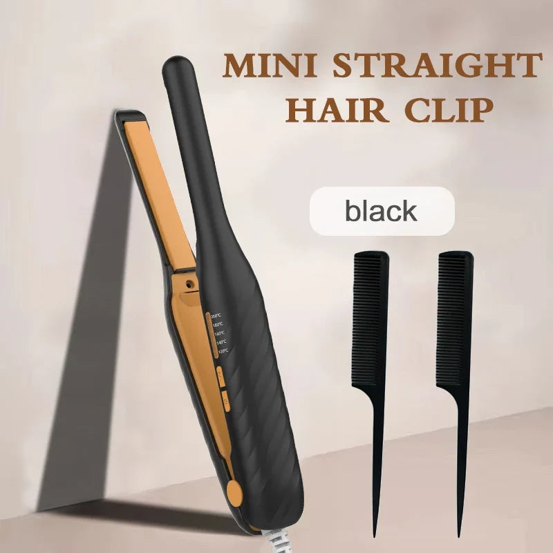 2-in-1 Mini Hair Straightener Curler, 5 Heat Level Control, Ceramic Heating Plate, Unisex Hair Styling Iron,Beard Straightening