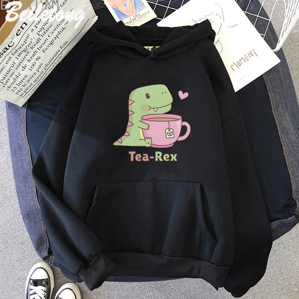 Sudadera con capucha "Tea-Rex" para amantes de los dinosaurios y el té